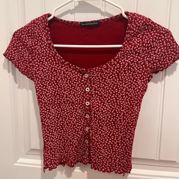 Brandy Melville Tops - brandy melville red floral zelly top